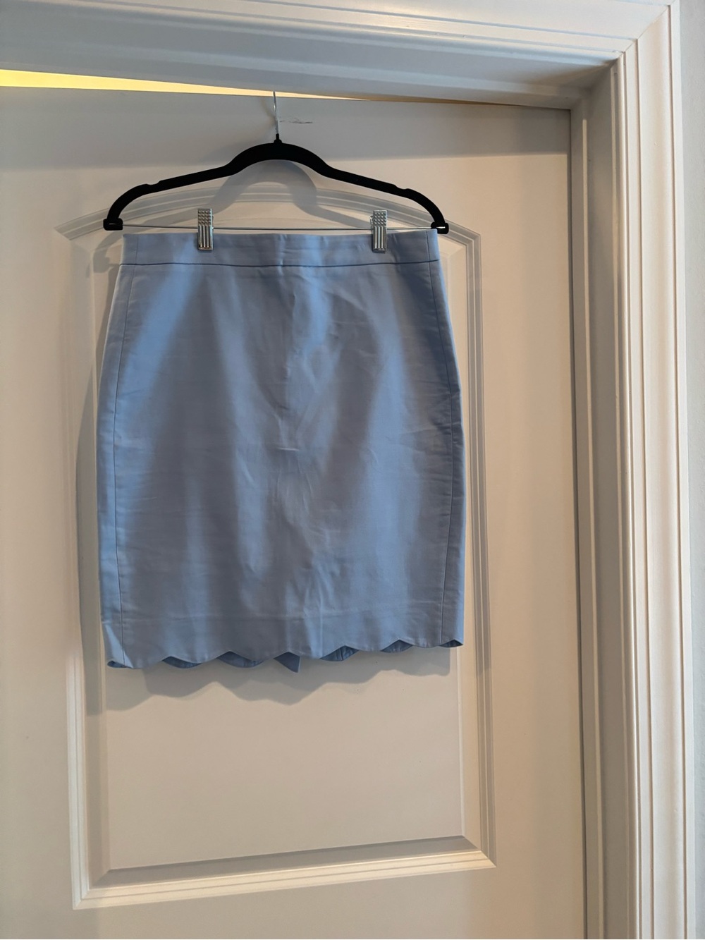 J. Crew Factory Light Blue Scallop Hem Pencil Skirt